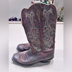 Justin Brownish Purple Western Cowboy  Boots Square Toe